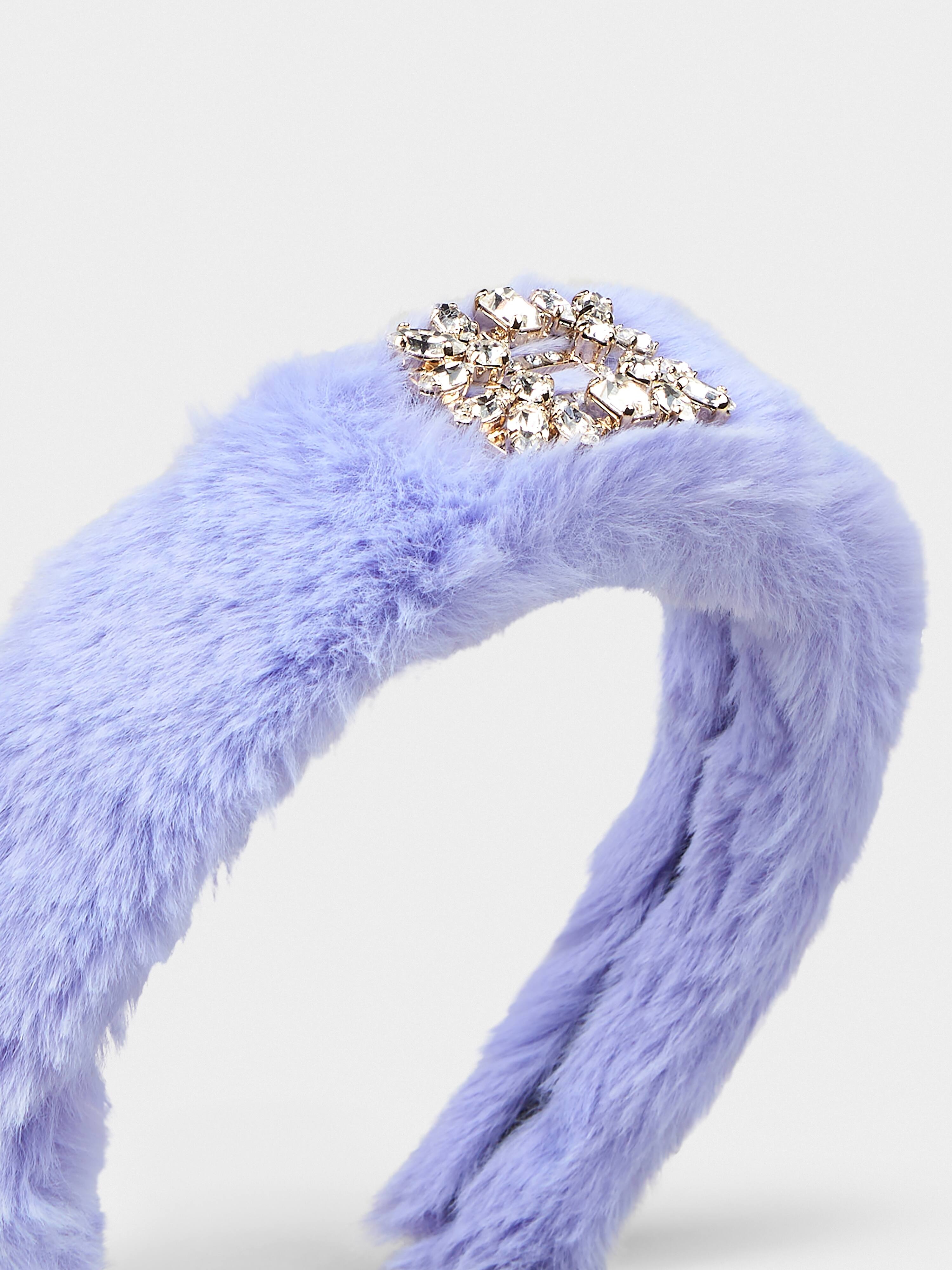 Broche Vivier Buckle Hair Band in Faux Fur - 3