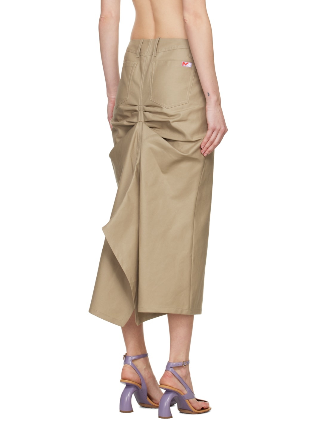 Tan No Waistband Midi Skirt - 3