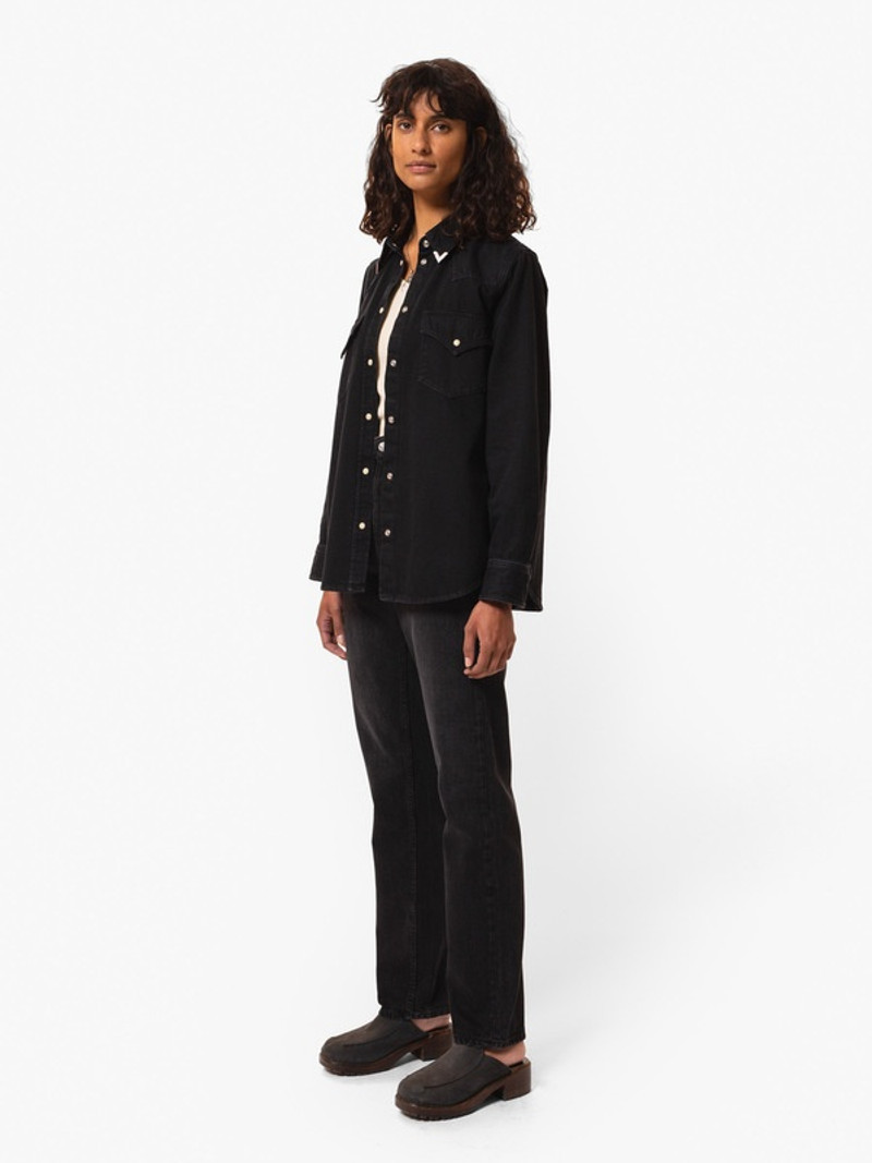 Nudie Jeans Lotta Western Denim Shirt Black outlook
