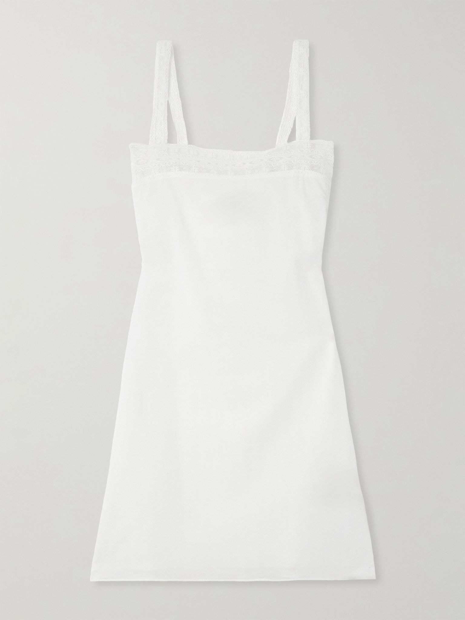 Lace-trimmed cotton-poplin mini dress Ivory - 1