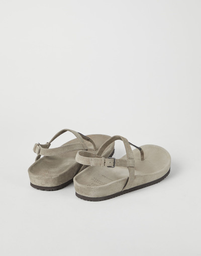 Brunello Cucinelli Suede sandals with shiny detail outlook