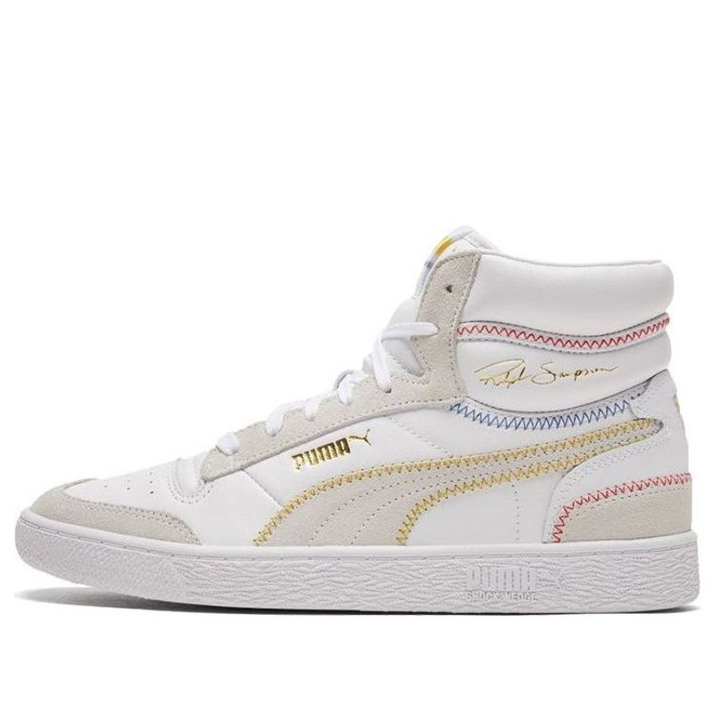 PUMA Ralph Sampson Mid Stitch White/Grey/Yellow High Board Shoes 373340-02 - 1