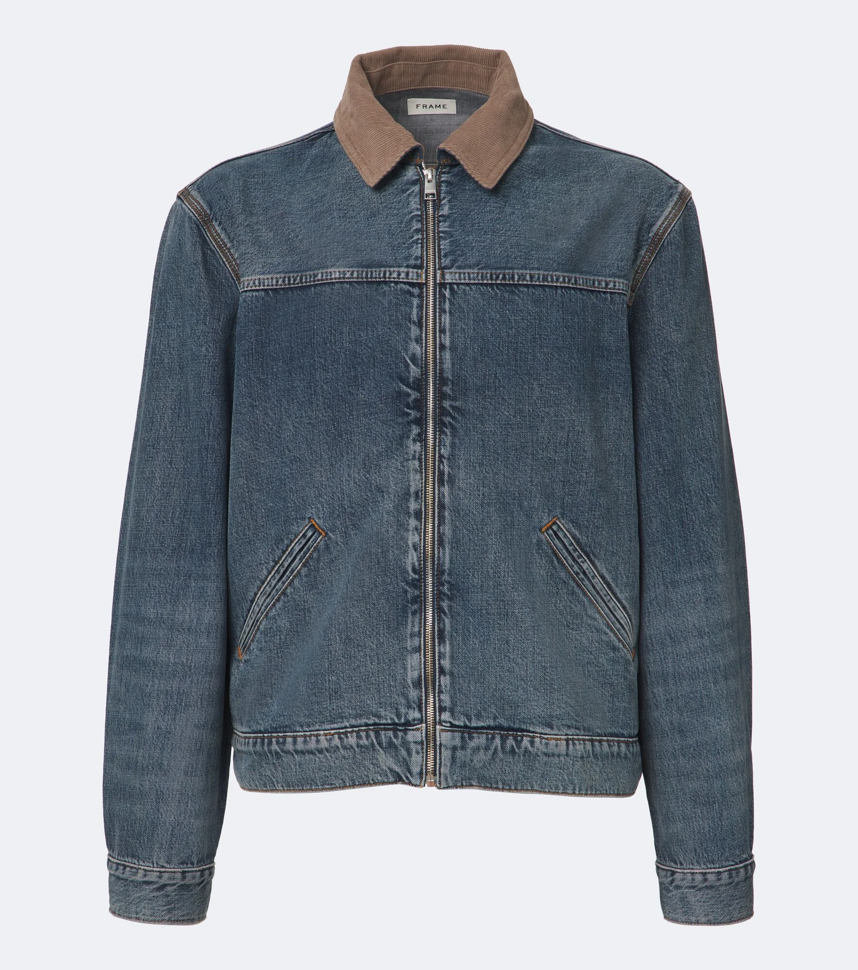 Corduroy-trimmed denim jacket - 1
