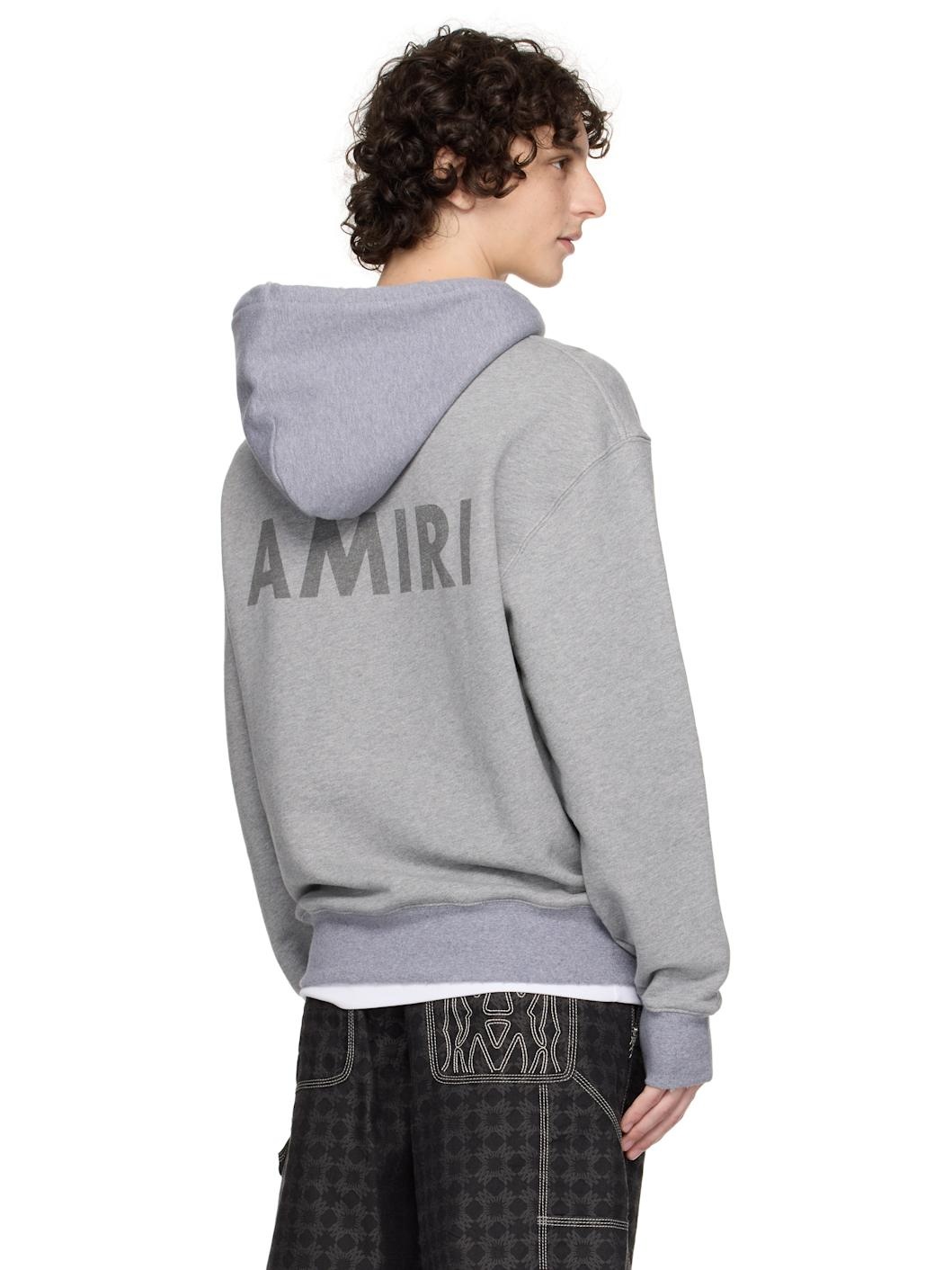 Gray 'AMIRI' Stencil Oversized Hoodie - 3