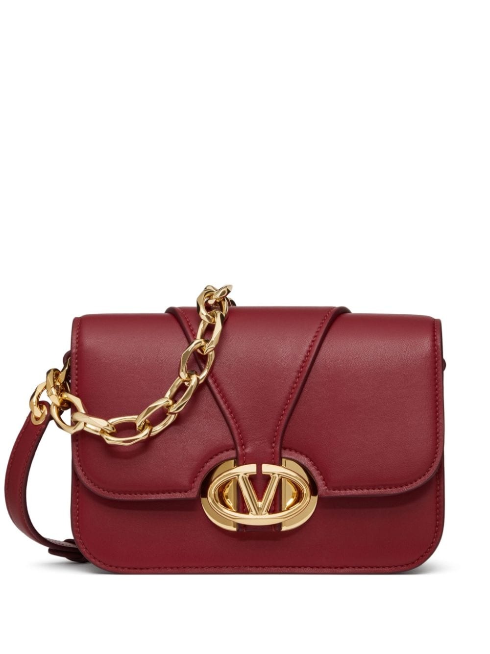 VLogo Signature leather crossbody bag - 1