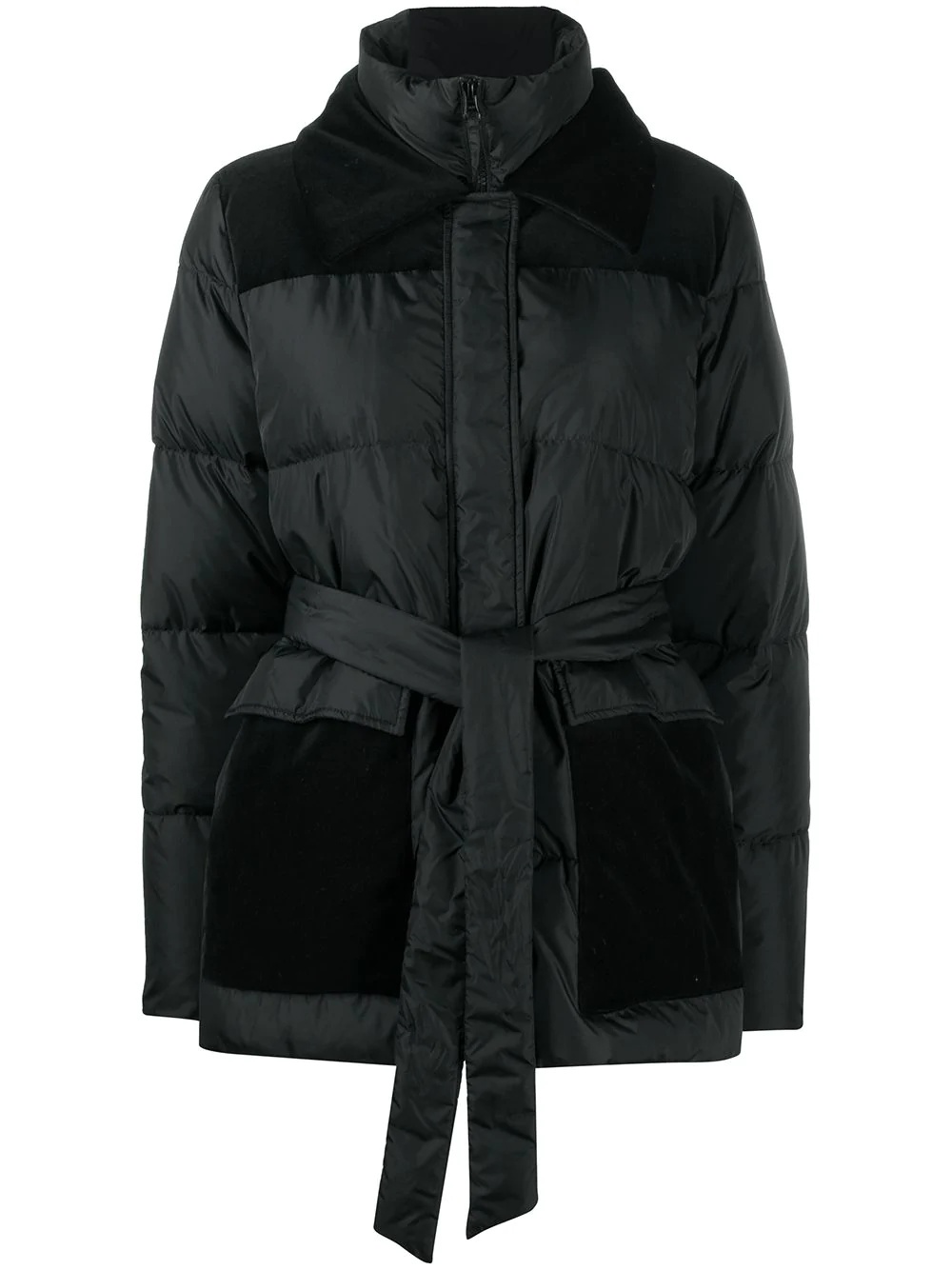 belted puffer jacket - 1