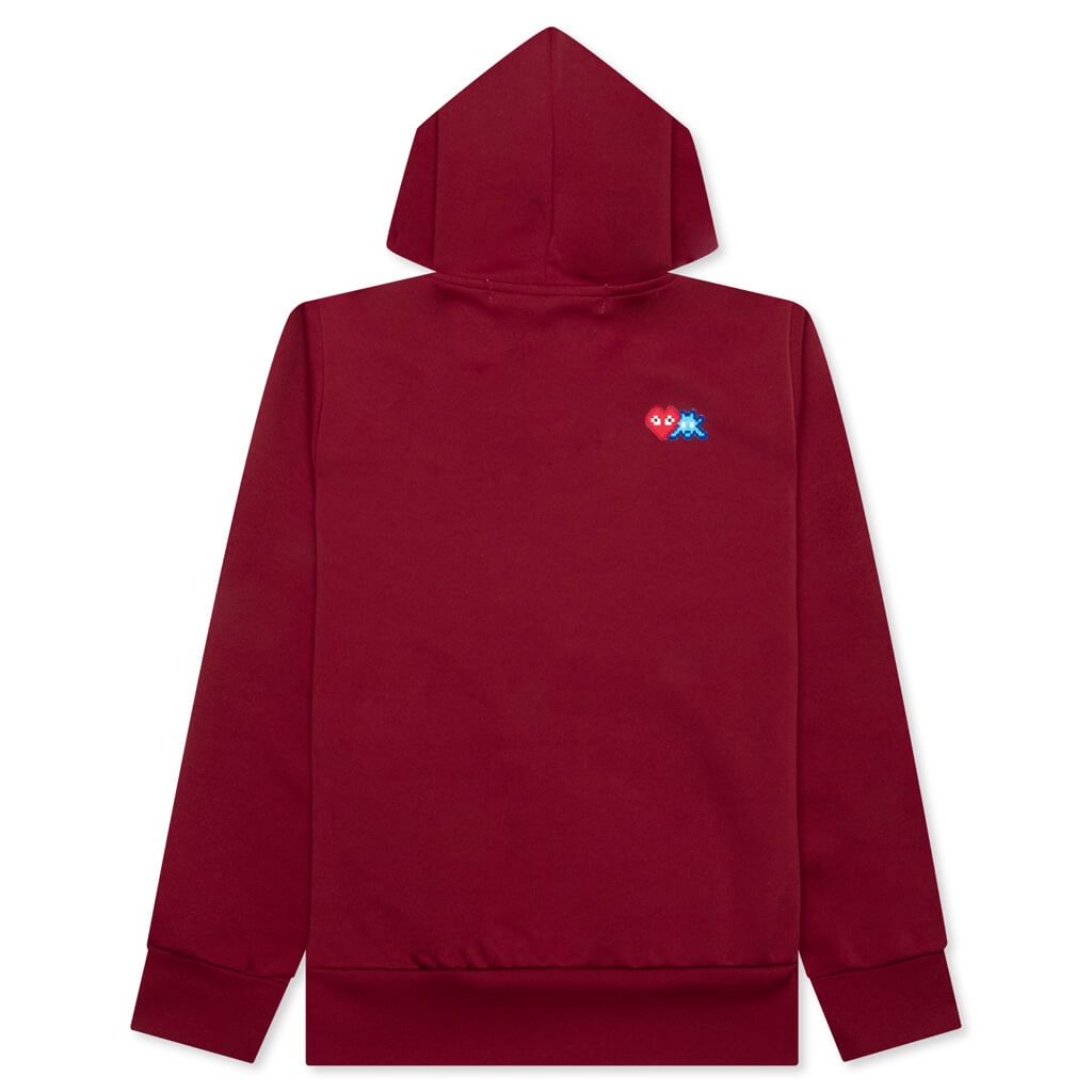 COMME DES GARCONS PLAY X THE ARTIST INVADER WOMEN'S FULL-ZIP HOODIE - BURGUNDY - 2