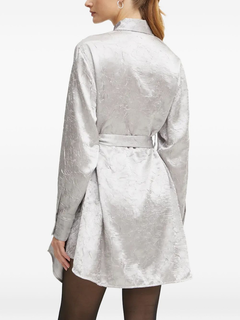 belted-waist long-sleeve mini shirt dress 3
