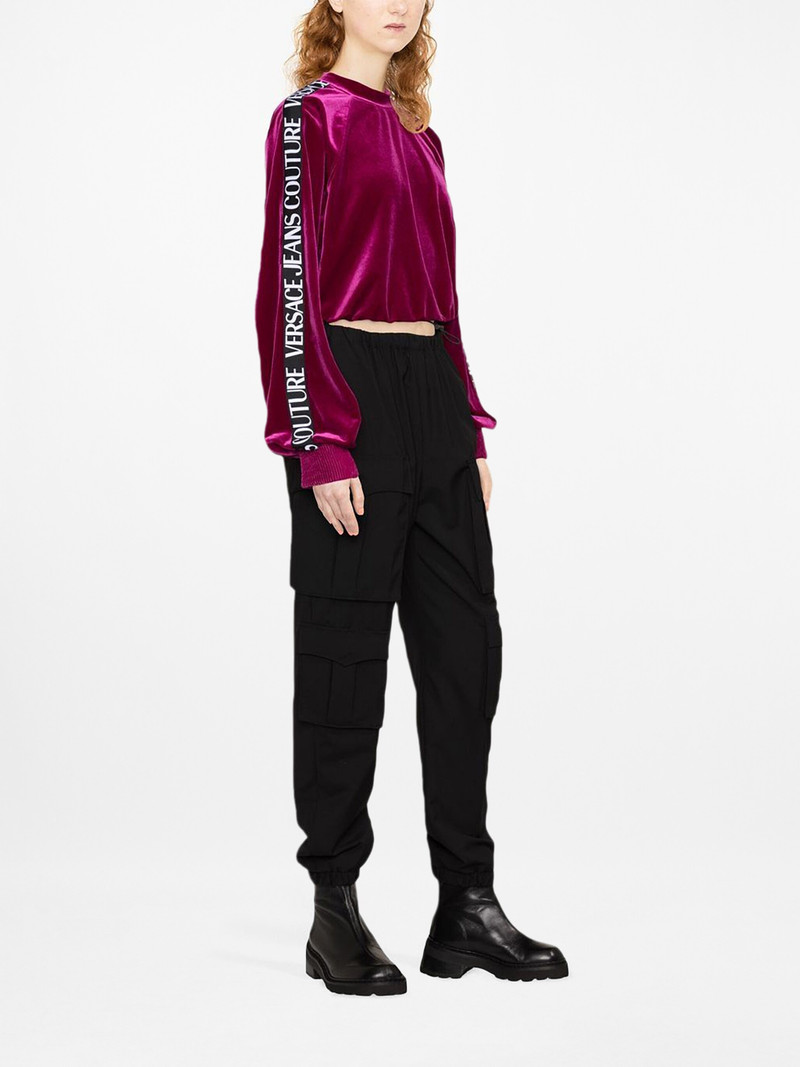 logo-trim velour sweatshirt 3
