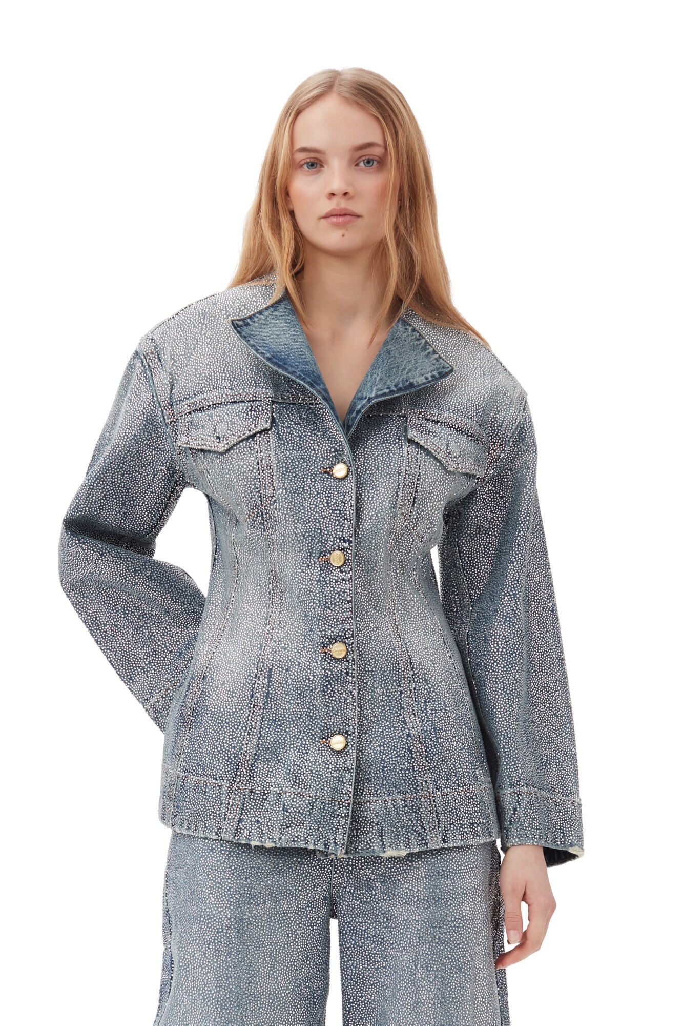 SPARKLE DENIM FITTED BLAZER - 3
