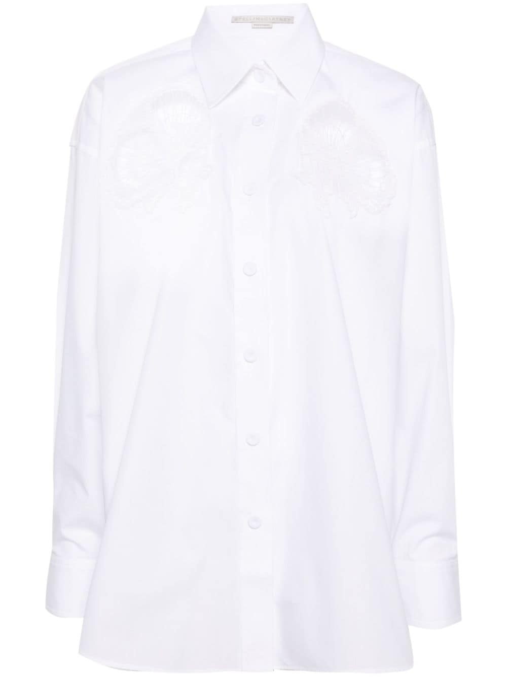 broderie-anglaise detailed cotton shirt - 1