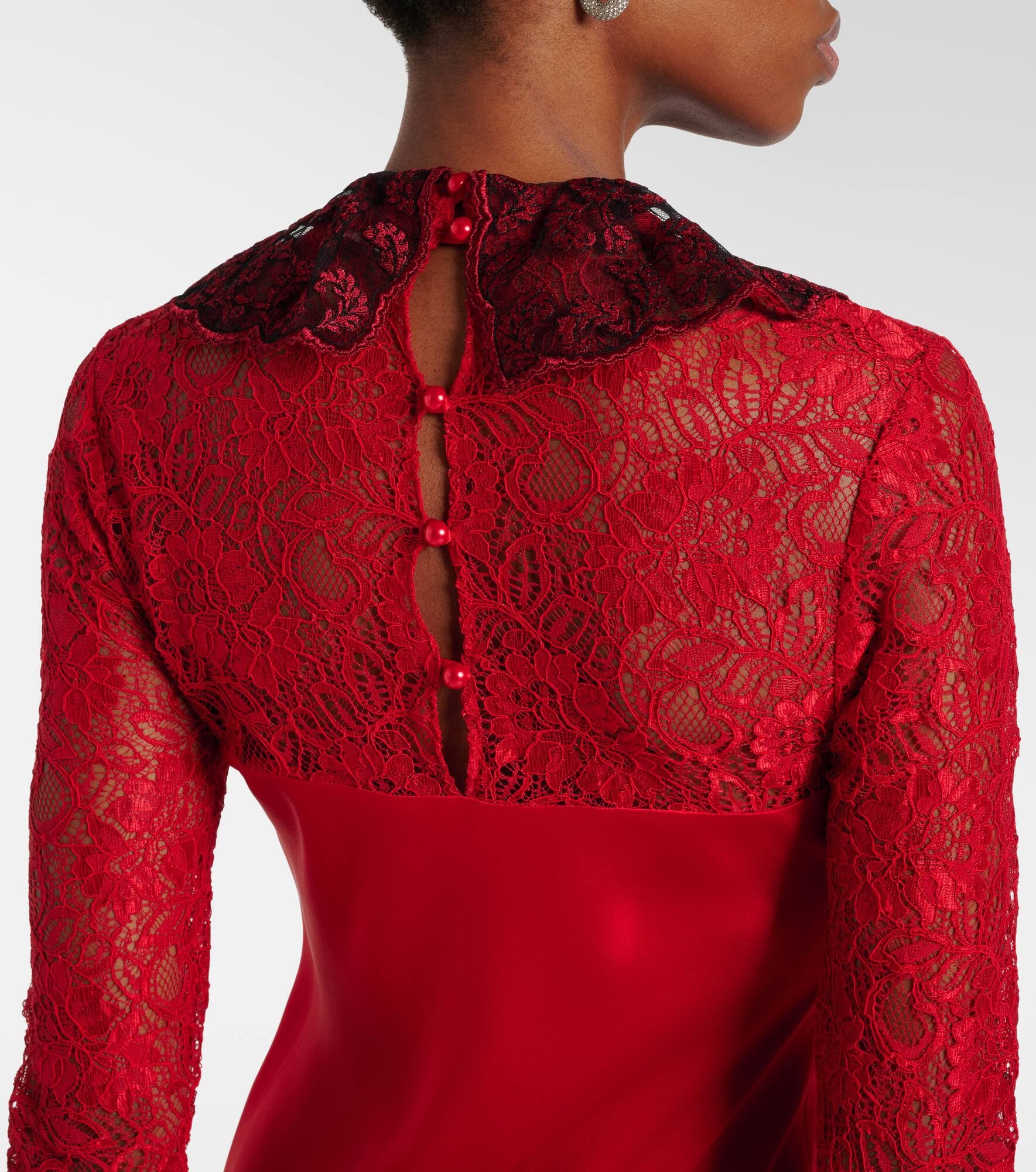 Lace-trimmed silk-blend satin gown - 5