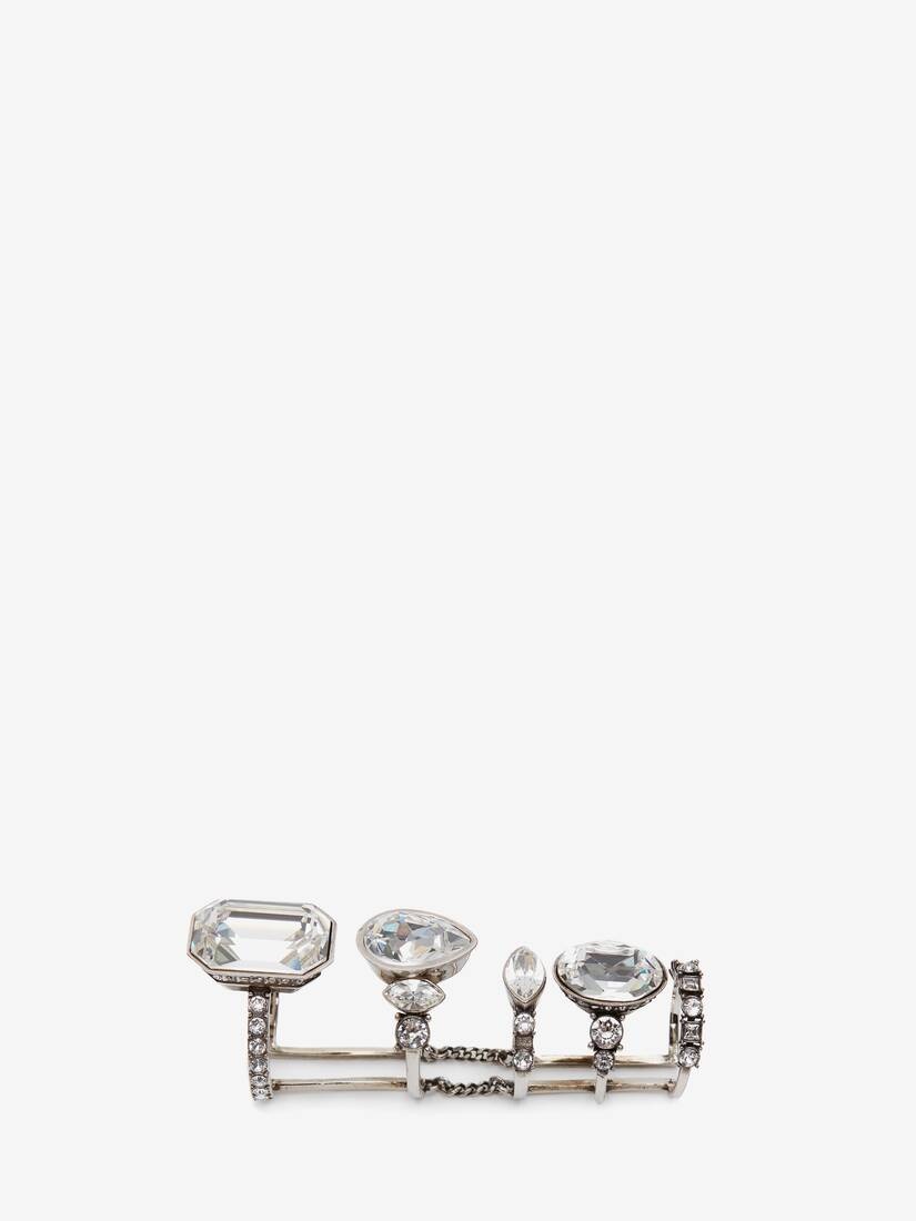 Long Jewelled Stacked Ring in Antique Silver - 2