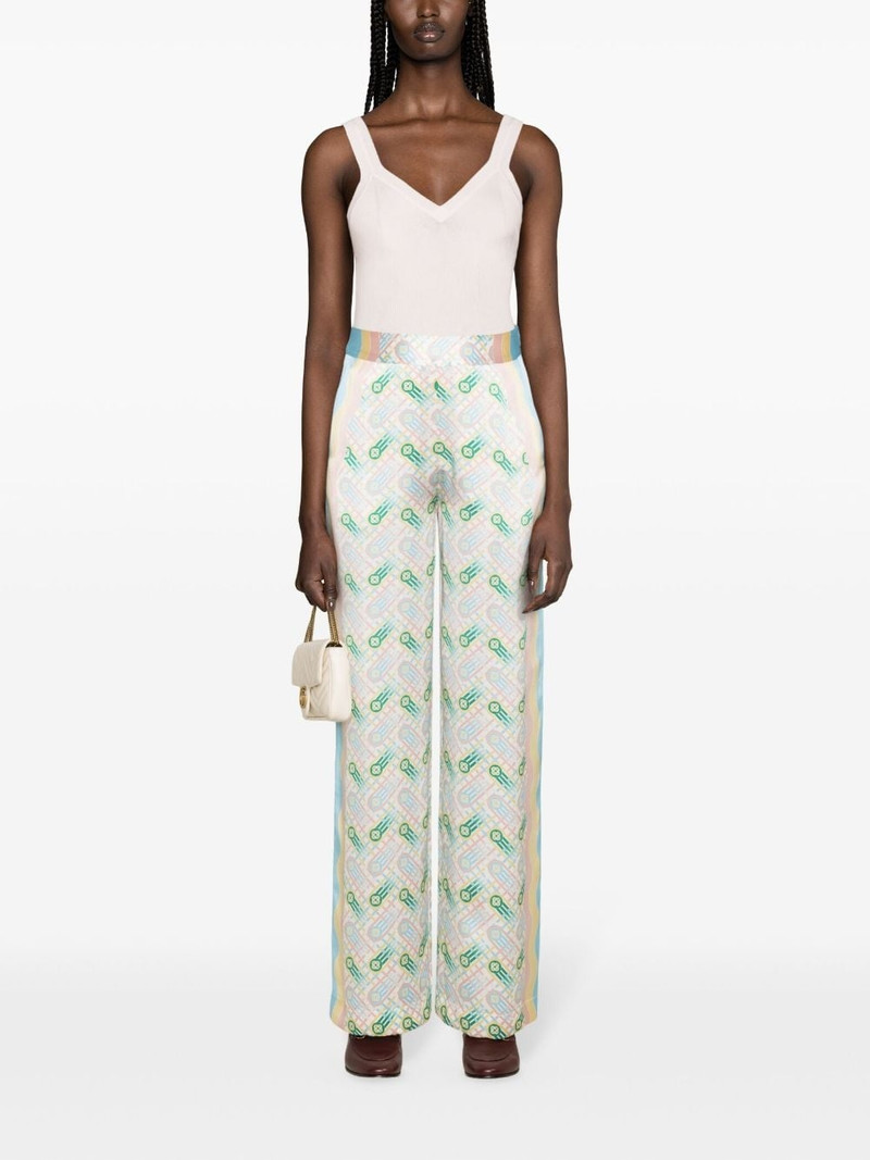 CASABLANCA graphic-print straight-leg silk trousers outlook