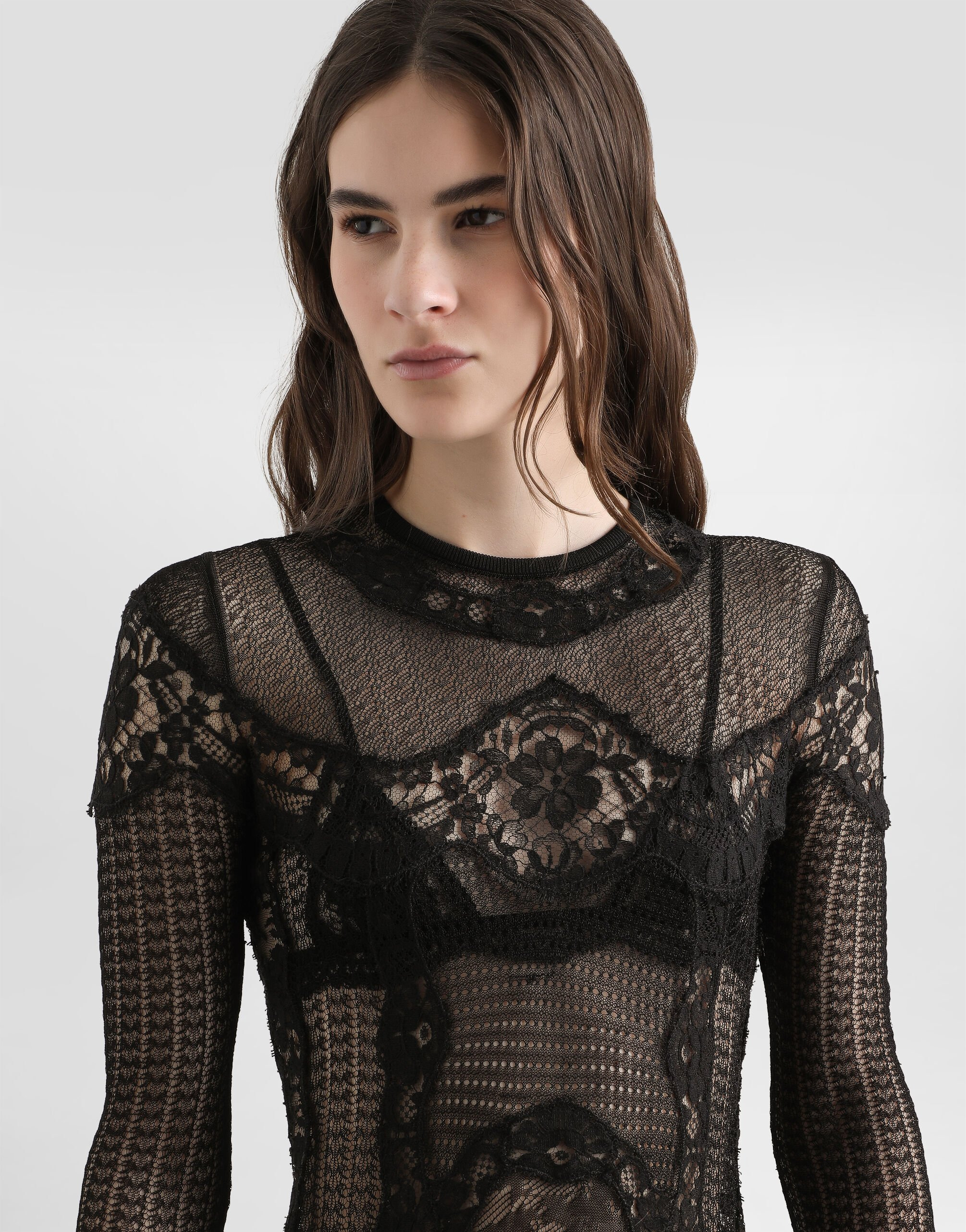 Knitted dress with lace - 4
