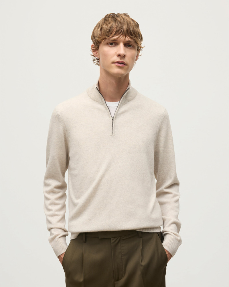 Johnstons of Elgin Rory Natural Classic Cashmere Zip Neck Jumper outlook