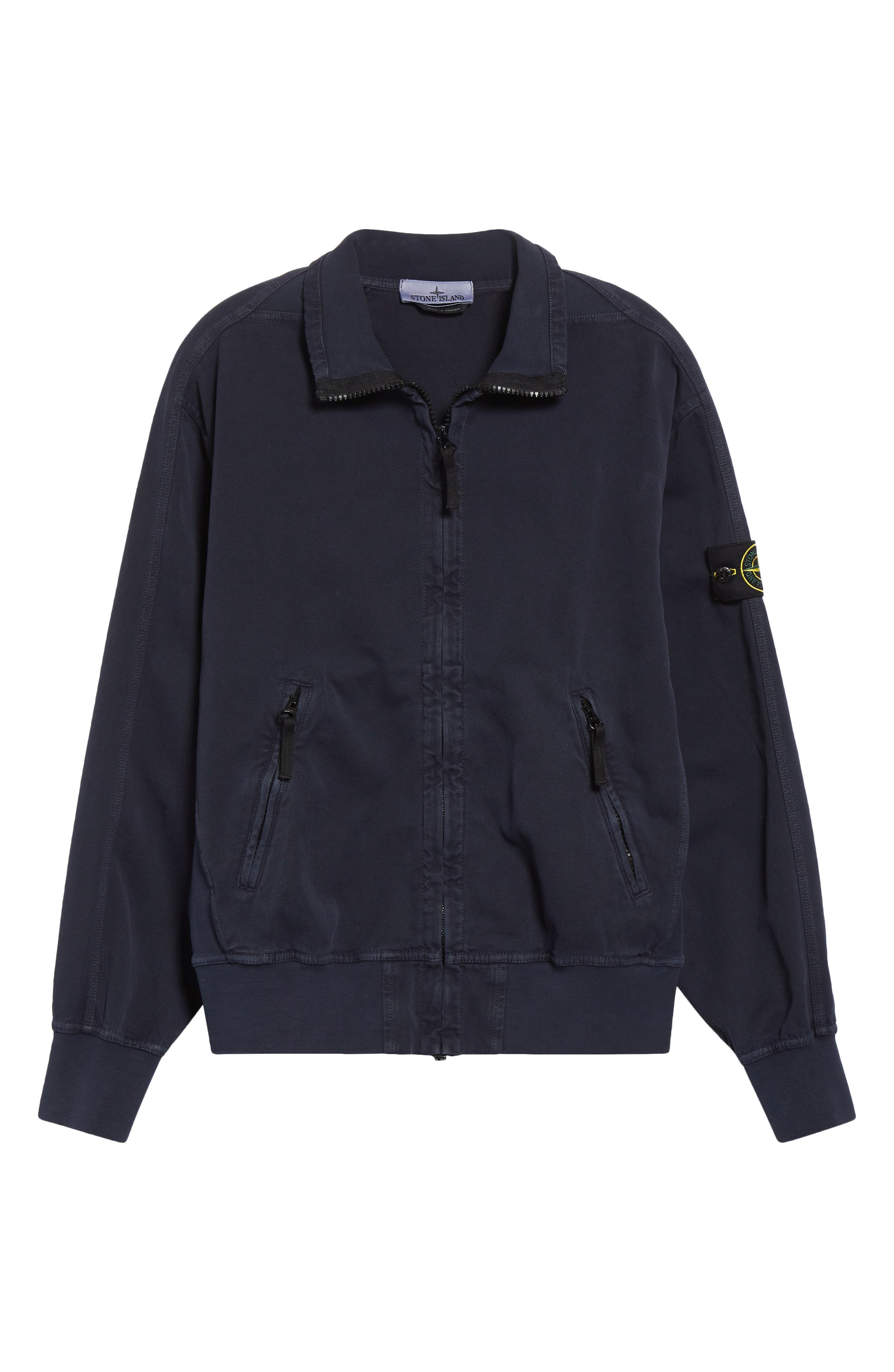 Stone Island Organic Cotton Fleece Zip Track Jacket in V0126 Ink at Nordstrom - 5