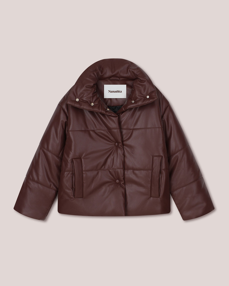 HIDE - OKOBOR™ alt-leather puffer jacket - Plum chutney 1