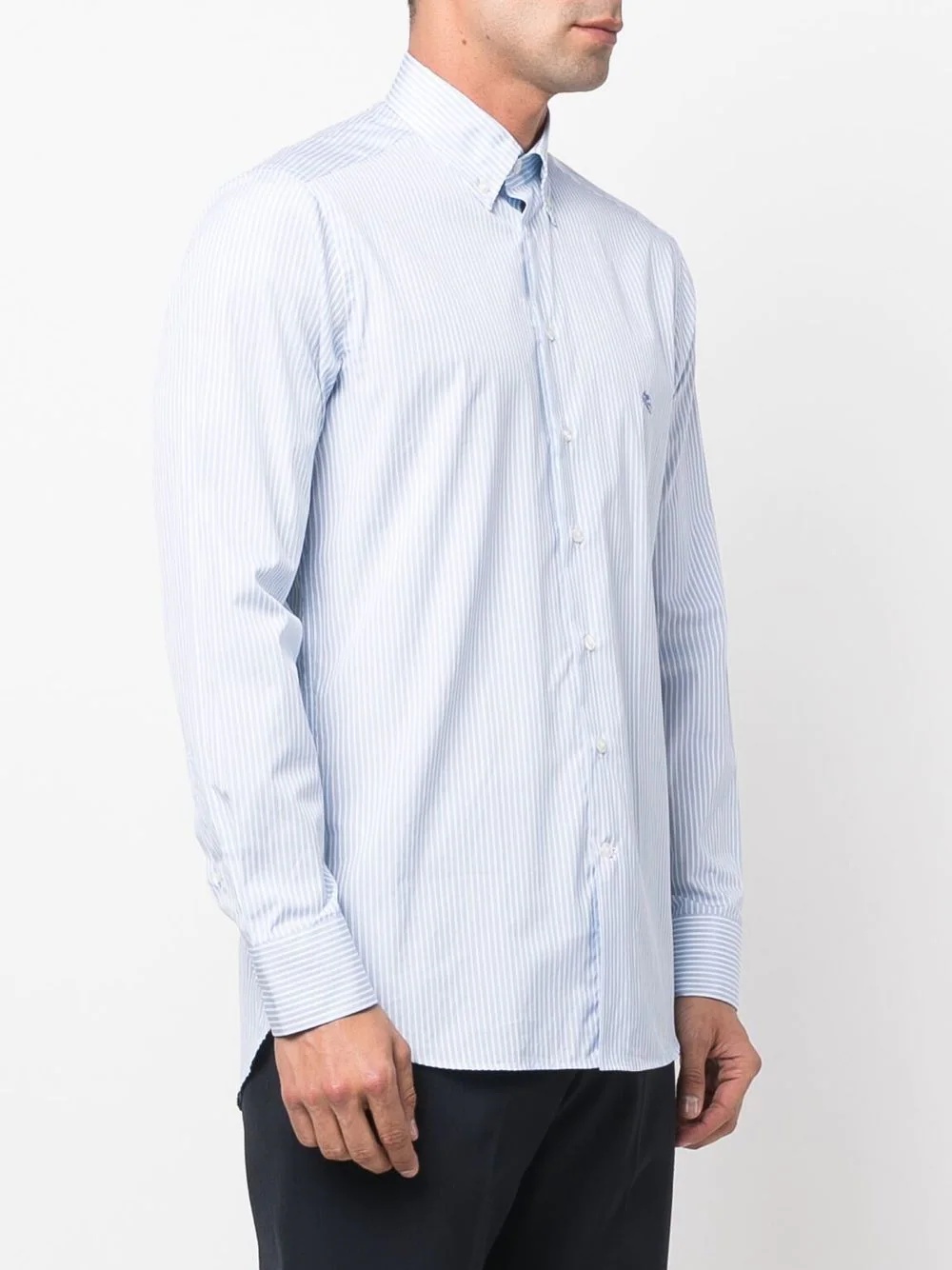 embroidered-logo striped shirt - 3