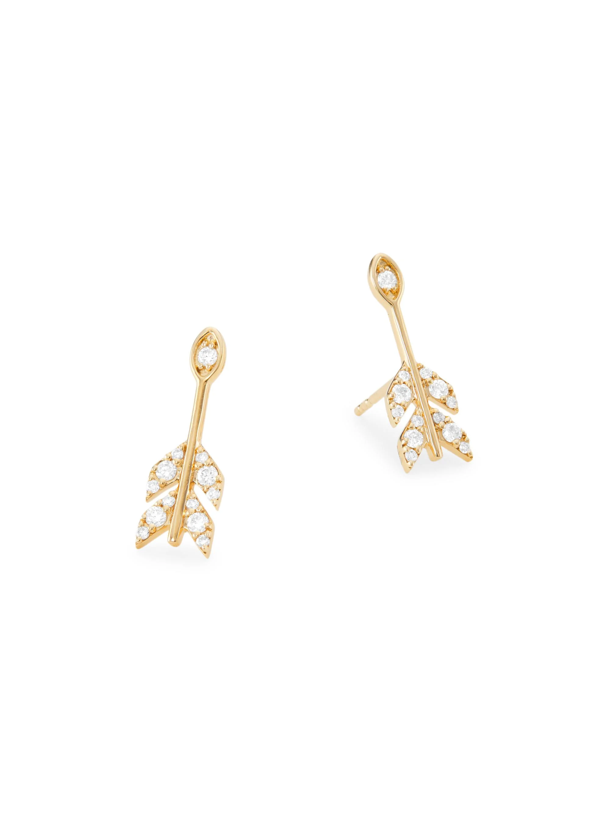 Women's 14K Yellow Gold & Diamond Evil-Eye Arrow Stud Earrings - 1