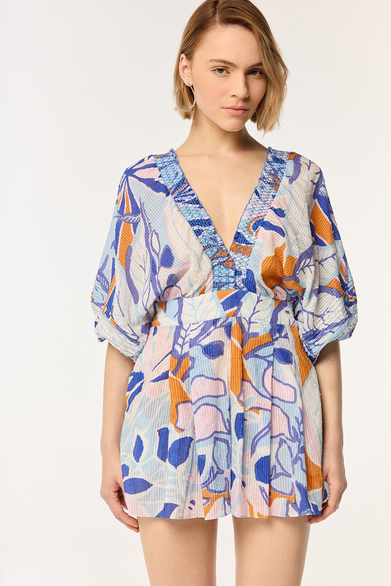 Short Jumpsuit Chantal - Blue Macro Lilium 1