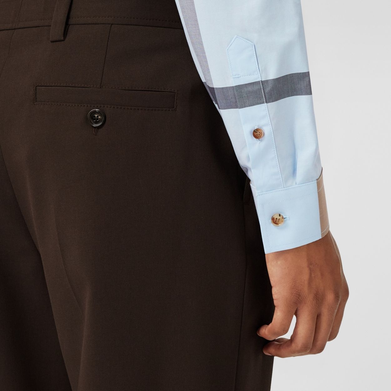 Slim Fit Check Stretch Cotton Poplin Shirt - 5