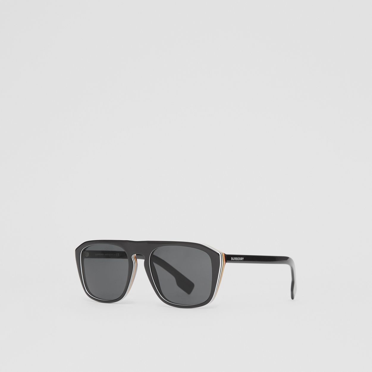 Icon Stripe Detail Square Frame Sunglasses - 6
