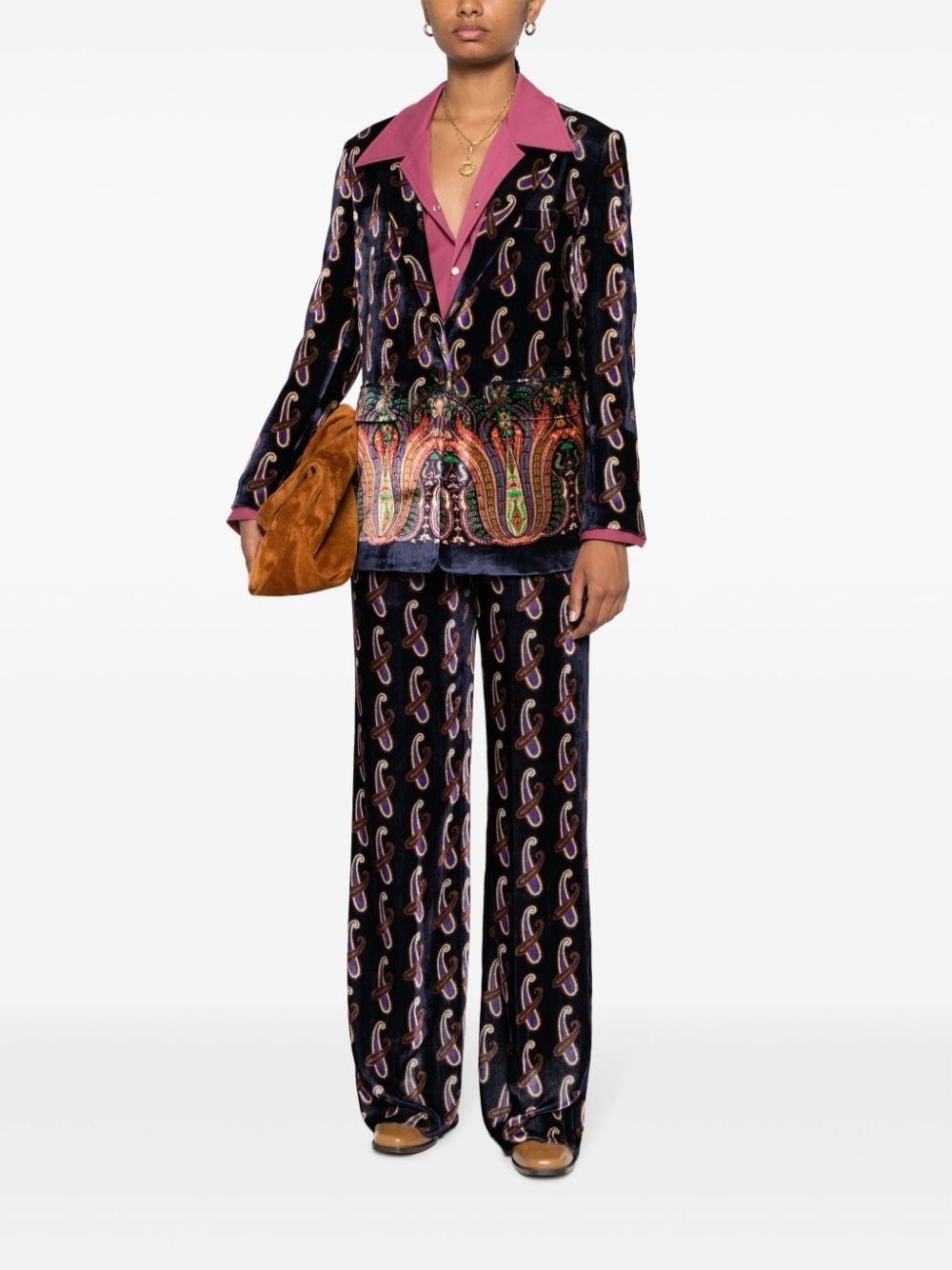 patterned-jacquard velvet trousers - 2