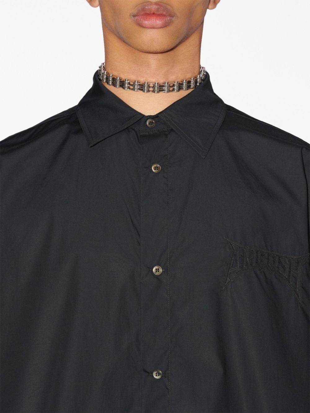 logo-patch cotton shirt - 6