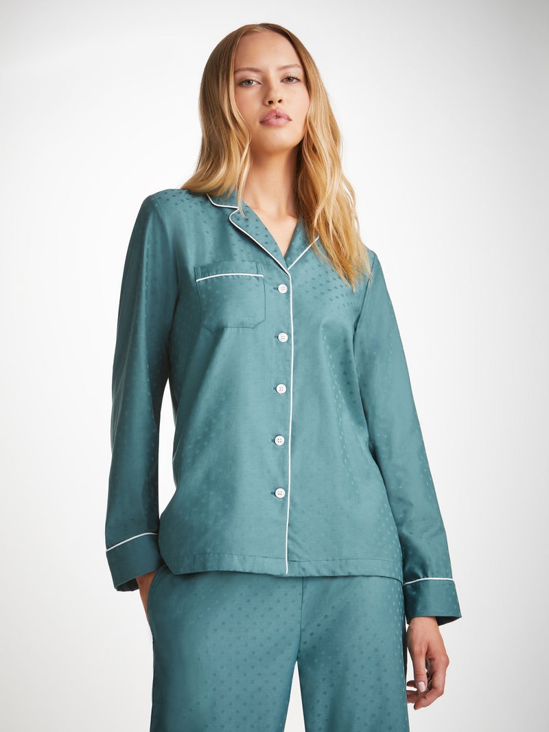 Women's Pyjamas Kate 9 Cotton Jacquard Teal - 2