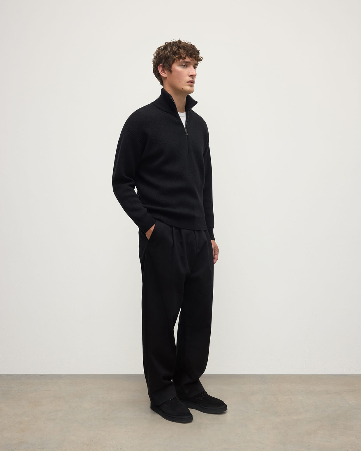 Double Face Black Half Zip Jumper - 3