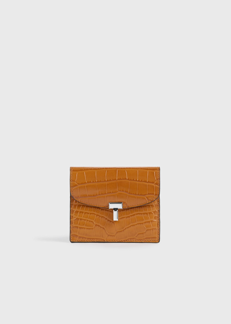 T-lock croco-embossed cardholder tangerine 1