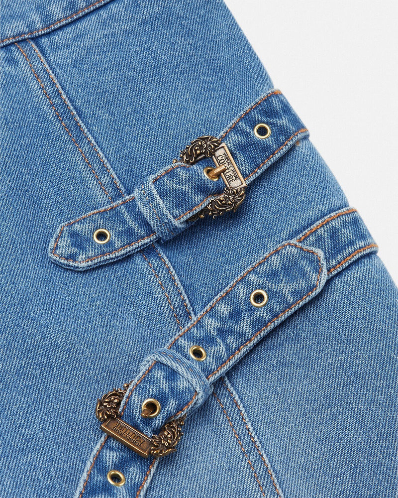 VERSACE JEANS COUTURE Baroque Buckle Denim Mini Skirt outlook