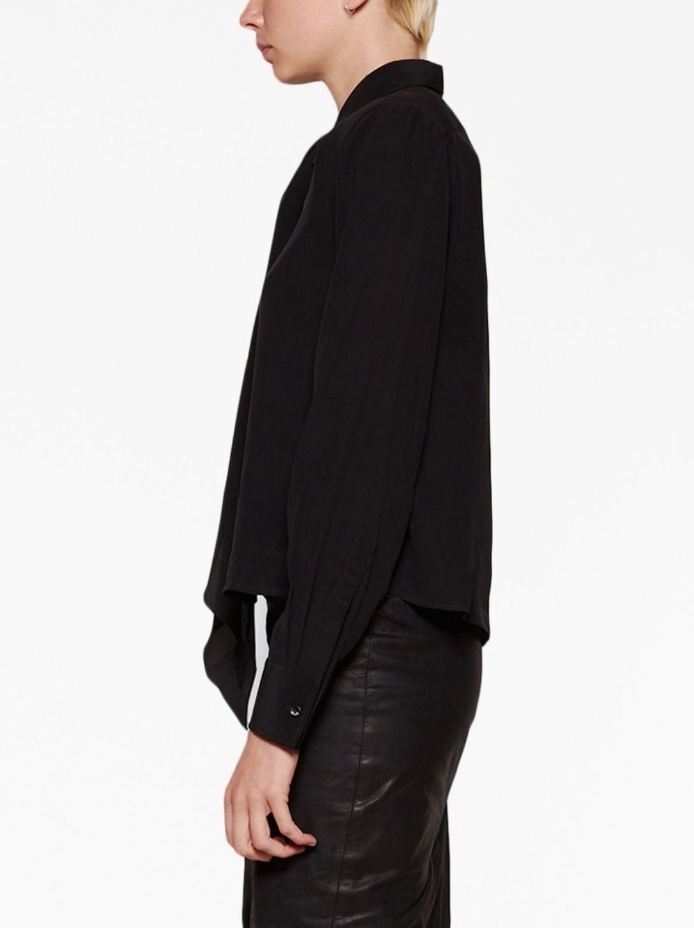 scarf-detail silk blouse - 4