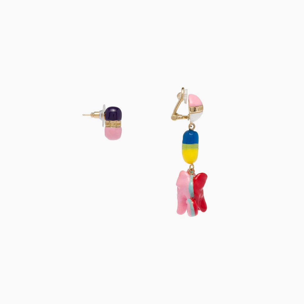 Metal and resin earrings - 4