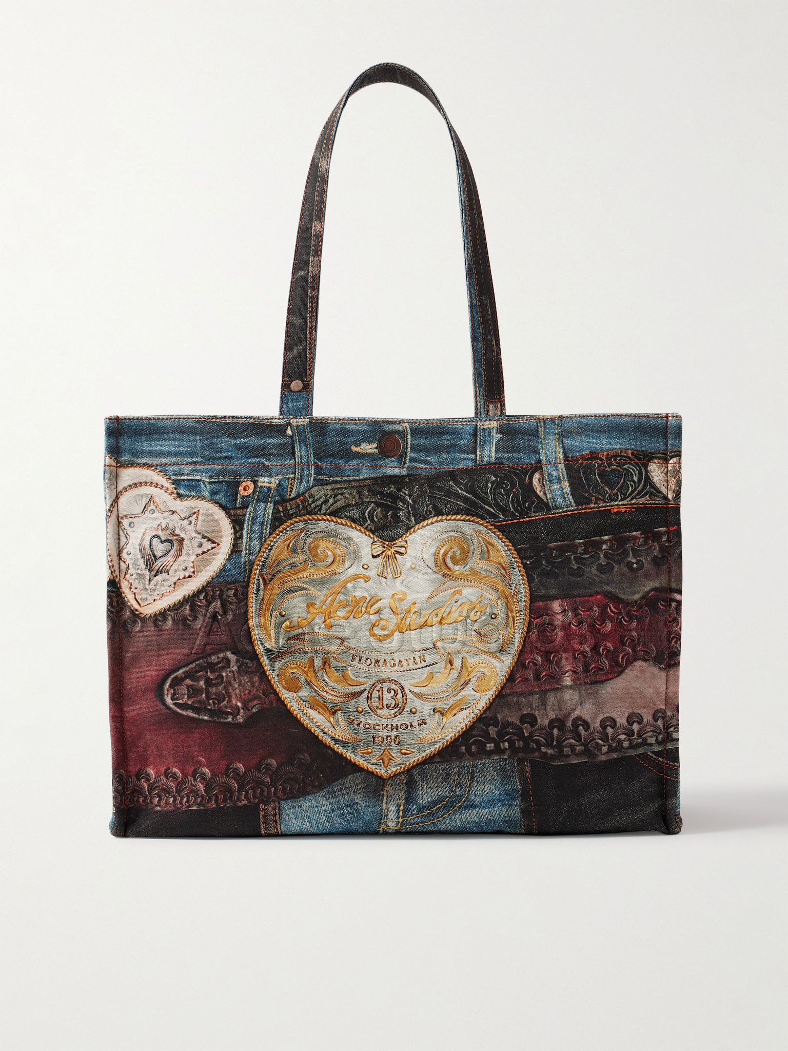 Trompe L'oeil Printed Canvas Tote Bag Blue - 1