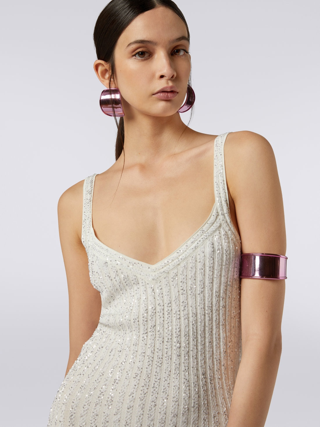 Ribbed viscose blend dress with sequins - 5