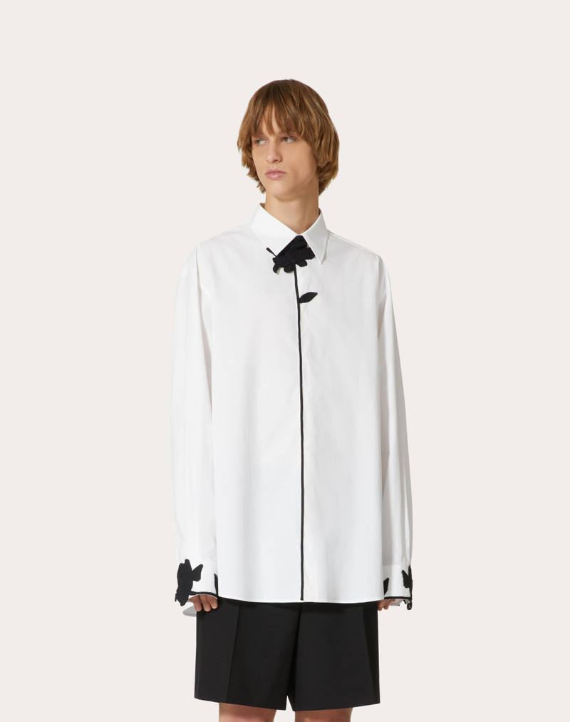 LONG-SLEEVED COTTON POPLIN SHIRT WITH FLOWER EMBROIDERY 3