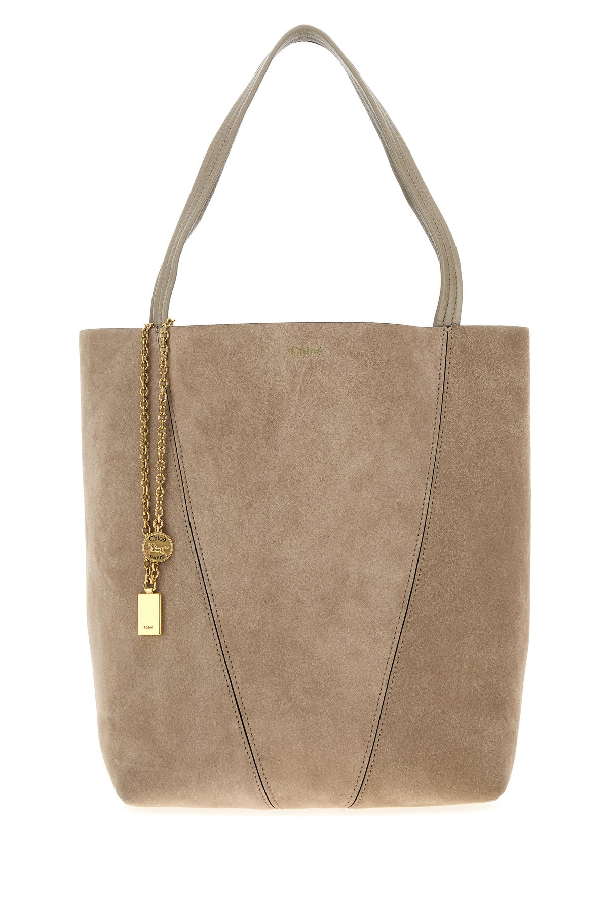 Dove grey suede Chloè Spin shopping bag - 1