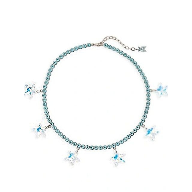 Daryl necklace of clear turquoise crystals - 1