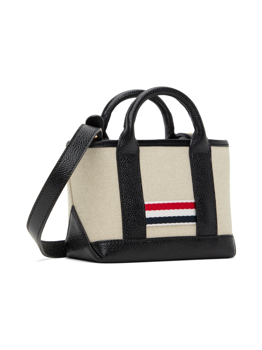 Black & Beige Cotton Canvas Mini Tool Tote - 3