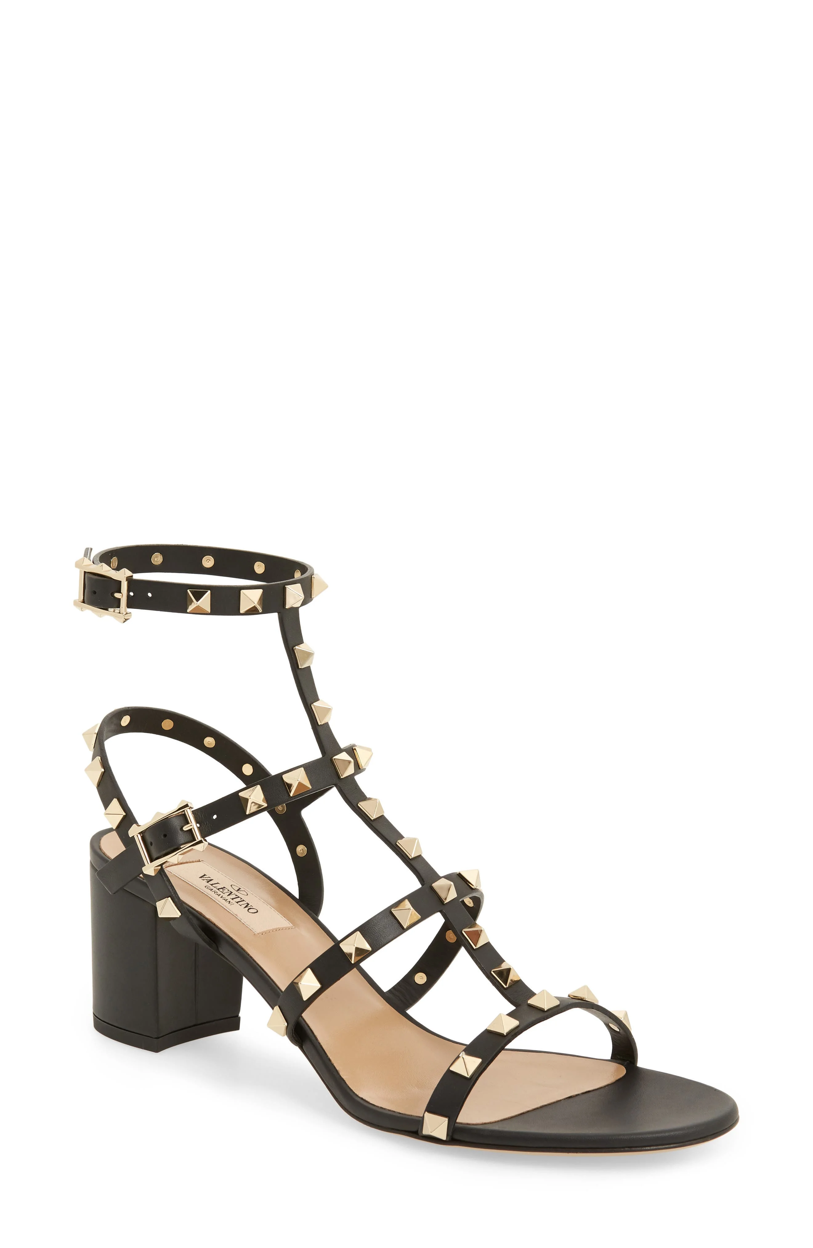 Valentino Garavani Rockstud Block Heel Sandal in Nero at Nordstrom - 1