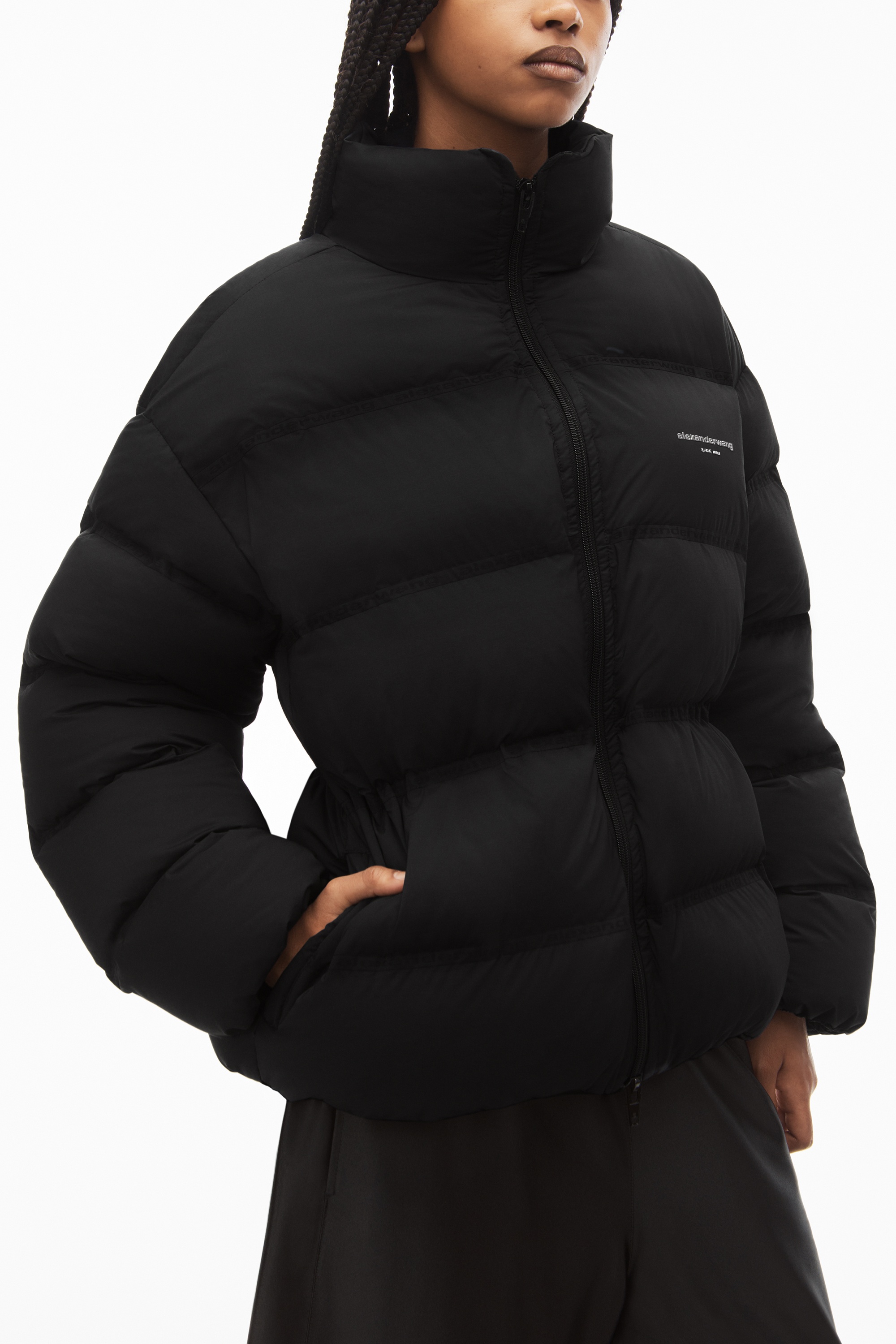 puffer coat with reflective logo - 3