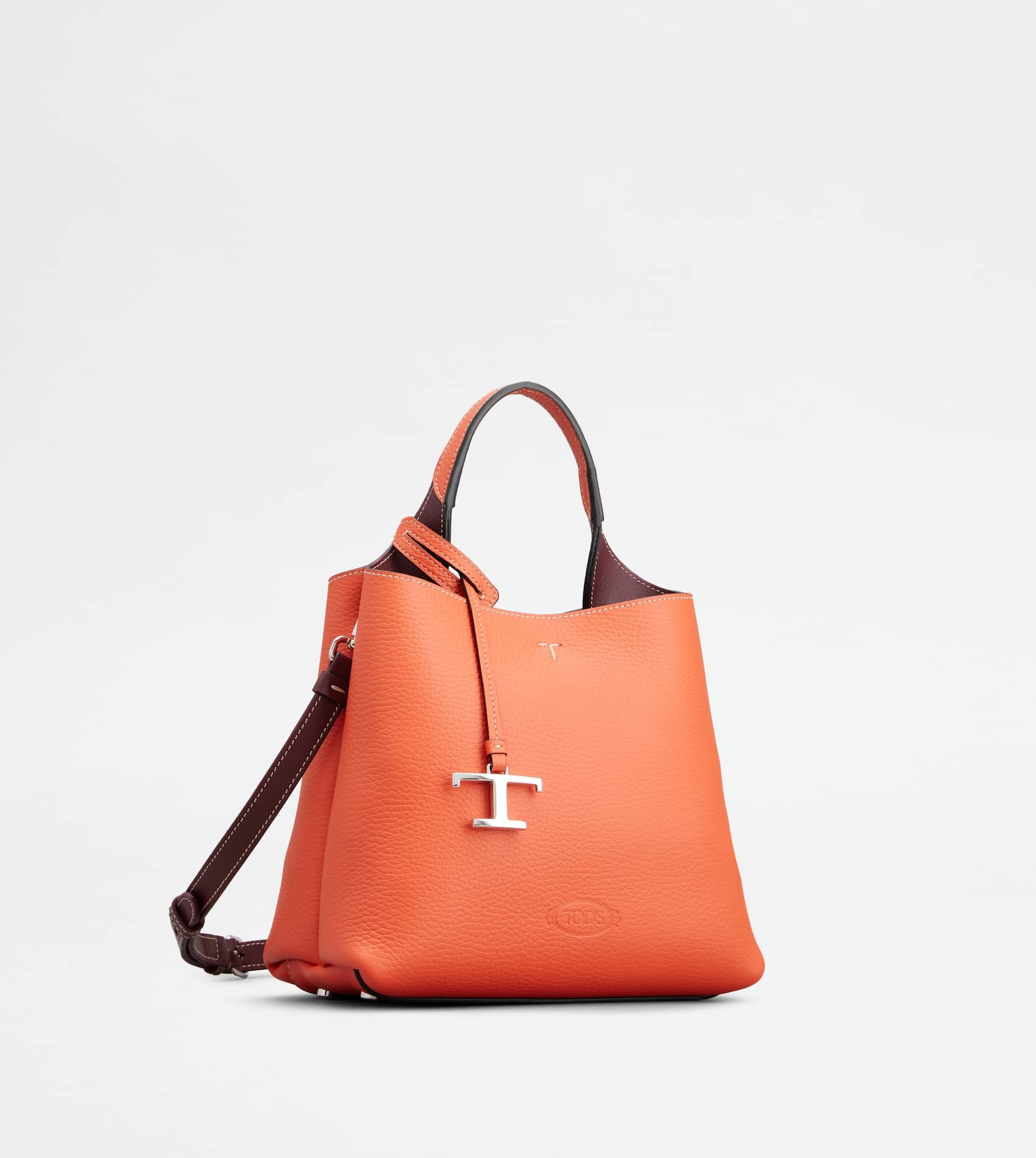 TOD'S BAG IN LEATHER MINI - ORANGE, BURGUNDY - 2