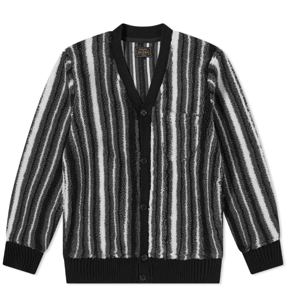 Beams Plus Stripe Fleece Cardigan - 1