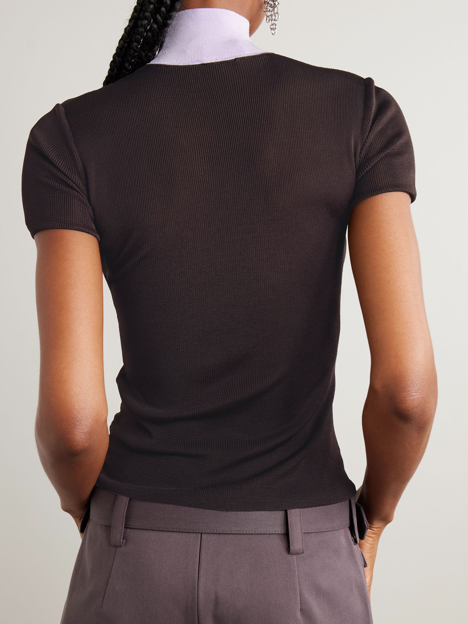 Color-block knitted top Brown - 3