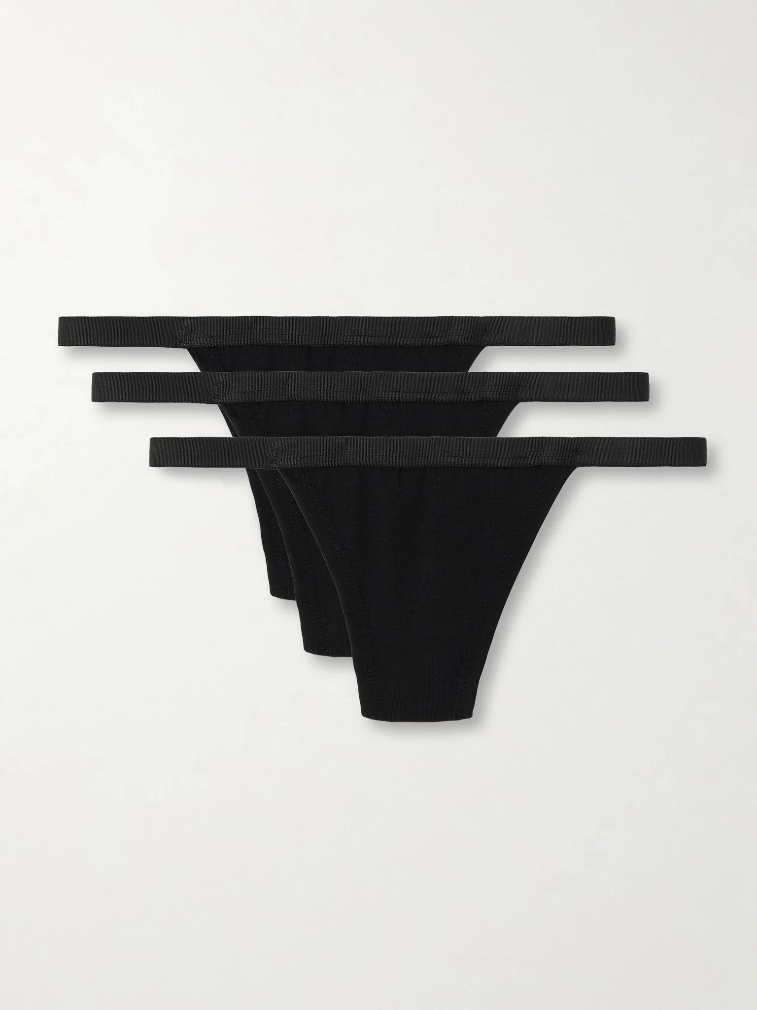 Set of three stretch-TENCEL™ Lyocell thongs Black - 1