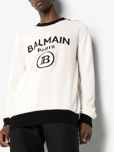 Balmain button detail logo intarsia jumper outlook