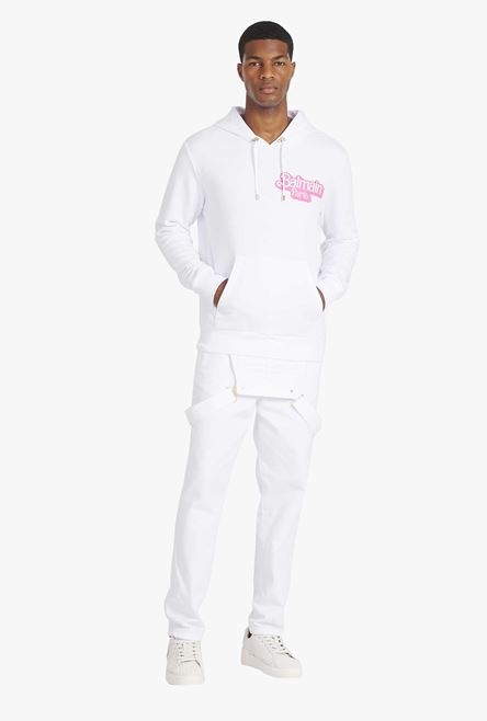 Balmain x Barbie - White eco-designed cotton sweatshirt with pink Balmain logo print - 2