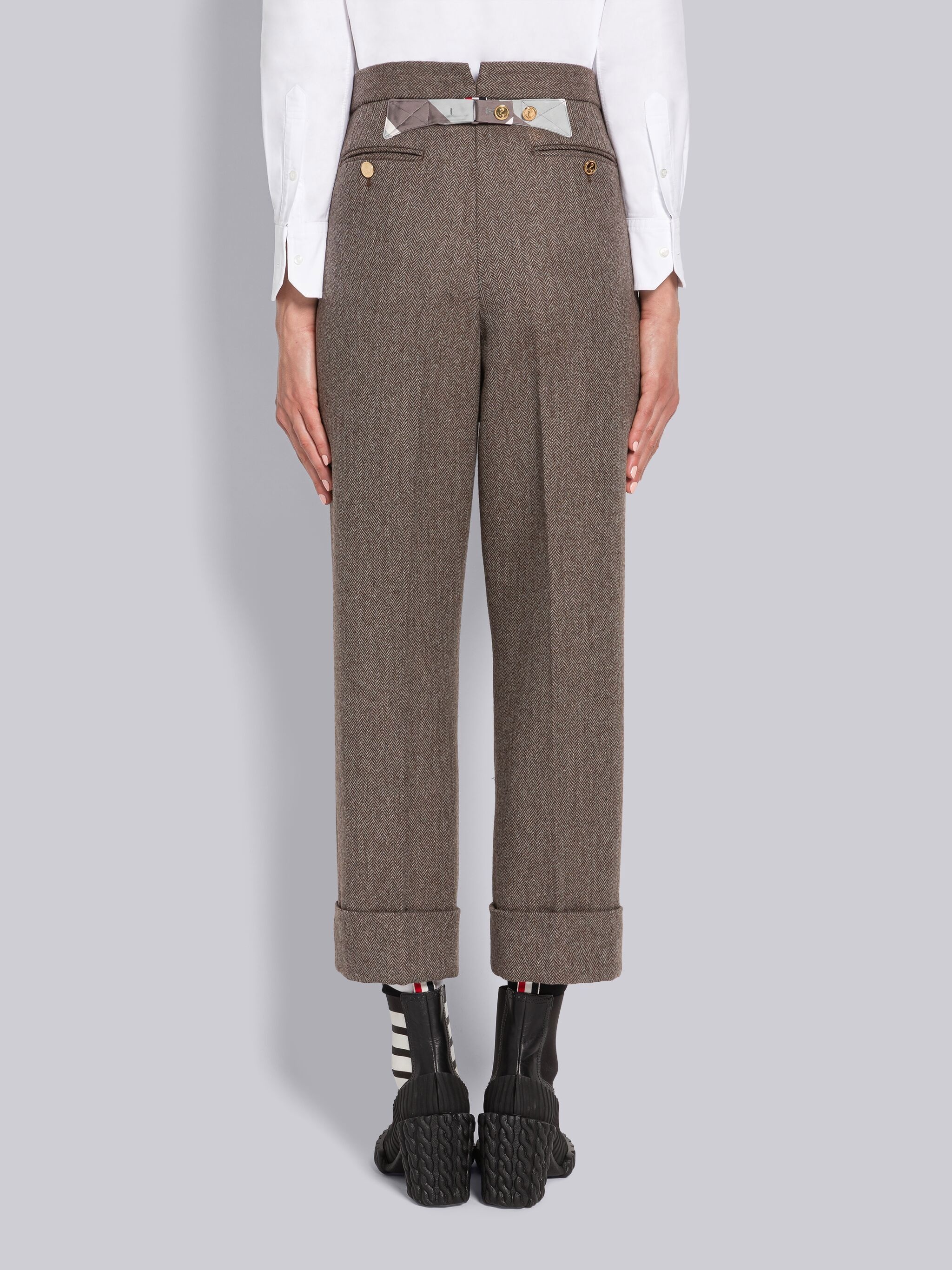 Herringbone Lambswool Classic Backstrap Trouser - 3